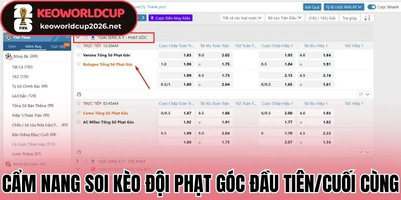 Cẩm nang soi kèo đội phạt góc đầu tiên/cuối cùng