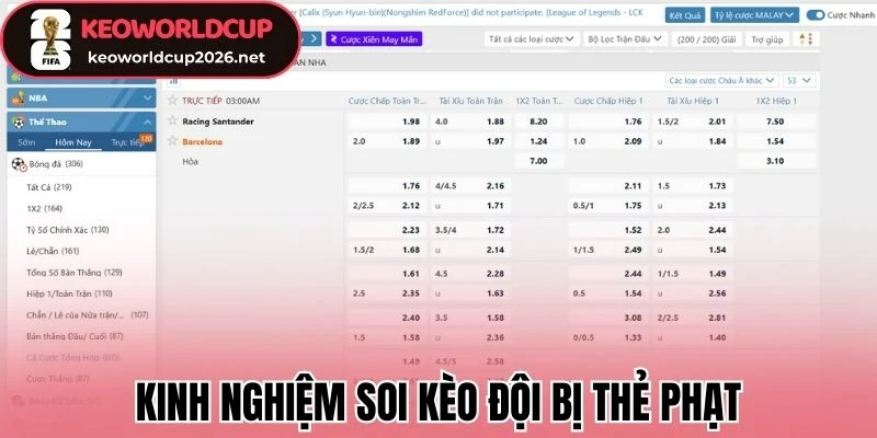 Kinh nghiệm soi kèo đội bị thẻ phạt