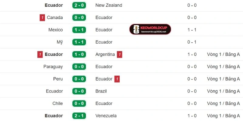 Diễn biến tình hình đội bóng Ecuador