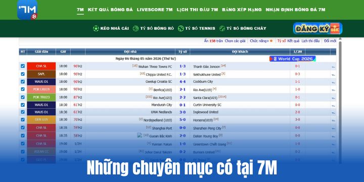 7M - Chuyên trang Livescore & tỷ lệ kèo trực tuyến 24/7 2 7M cung cấp những gì?
