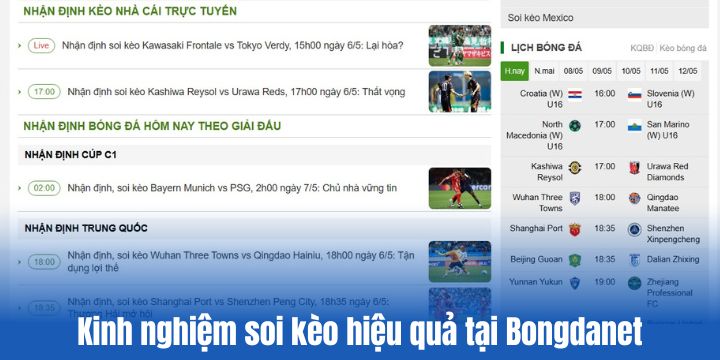 Bongdanet - Cập nhật tỷ lệ kèo & nhận định chuyên môn trước trận 5 Kinh nghiệm soi kèo hiệu quả từ dữ liệu tại Bongdanet